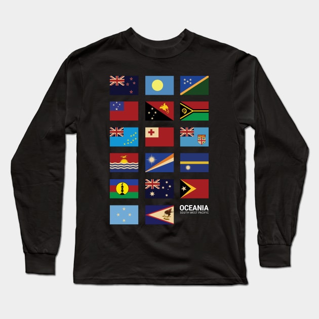 Oceania Country Flags Set Long Sleeve T-Shirt by KewaleeTee